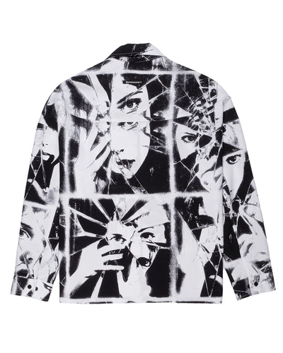 Giacca leggera con zip nera e bianca Fragments, vista dietro