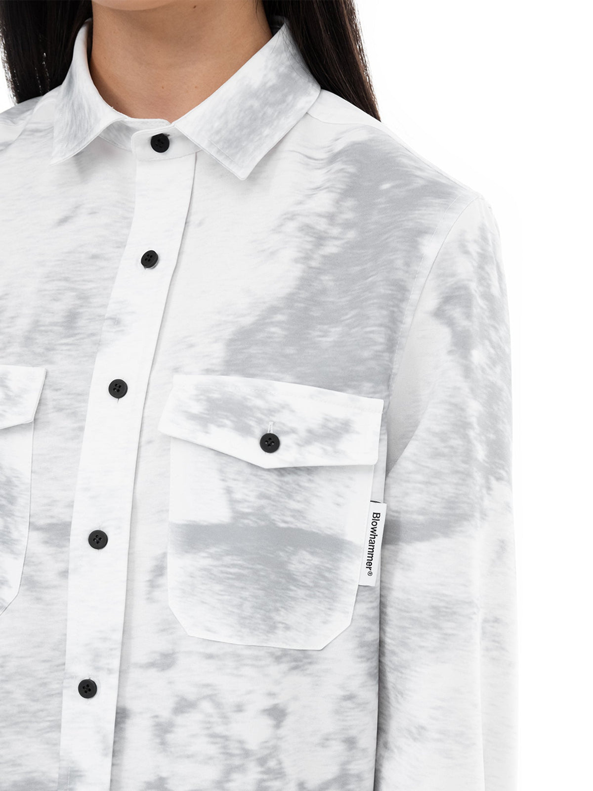 Grey Noise long sleeve shirt, pocket detail