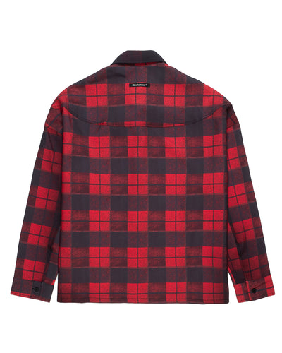 Camicia a maniche lunghe rossa e nera Tartantribe, vista dietro
