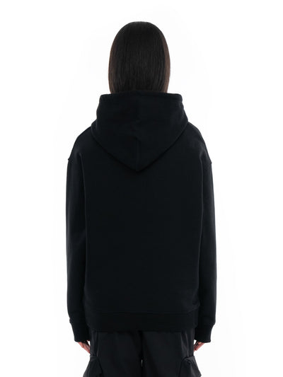 Sudadera con capucha negra Flag, puesta, vista trasera