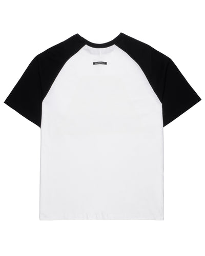 T-shirt raglan bianca e nera Self Romance B&W, vista dietro