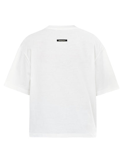 T-shirt bianca Agony milk, vista dietro