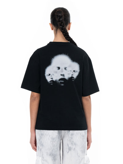 Μαύρο T-shirt Triodrome, σε μοντέλο, πίσω όψη με τη στάμπα