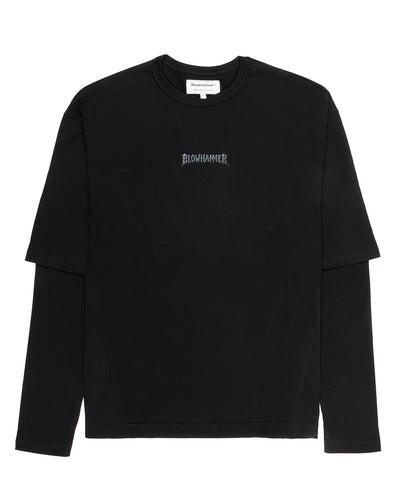 T-shirt a maniche lunghe nera This World, vista davanti