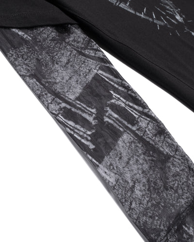 T-shirt a maniche lunghe boxy nera Baloon, dettaglio della manica