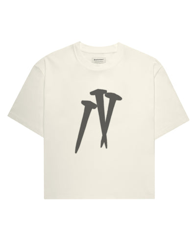 T-shirt boxy panna Nails, vista davanti