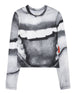 Grey and white Smile long sleeve T-shirt, front view