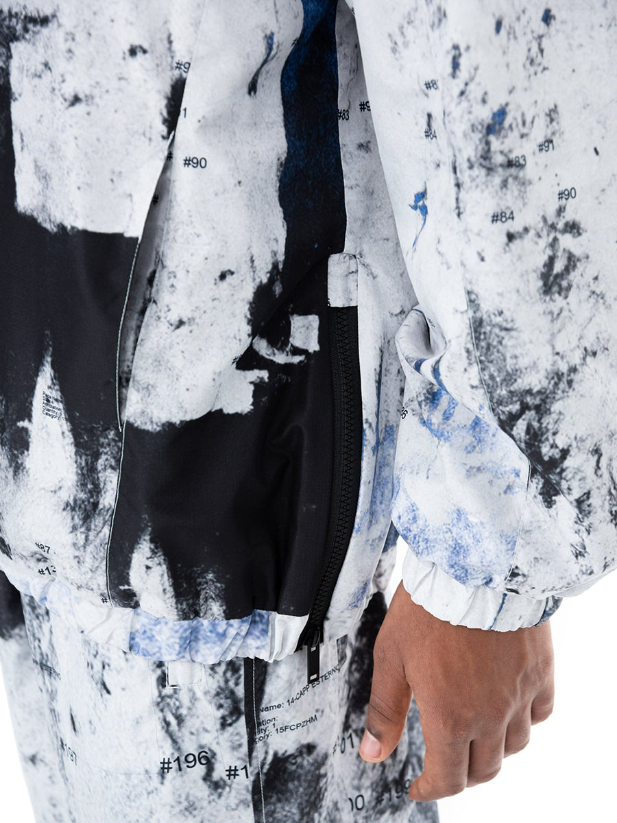 Weißer Anorak Rugged, Detail des seitlichen Reißverschlusses