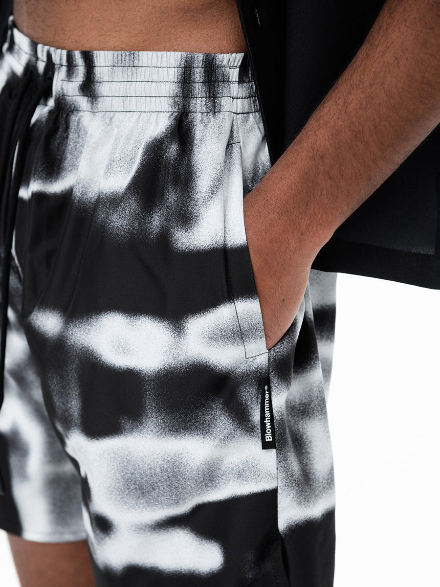 Black and white Rift Carbon swim shorts, side pocket detail