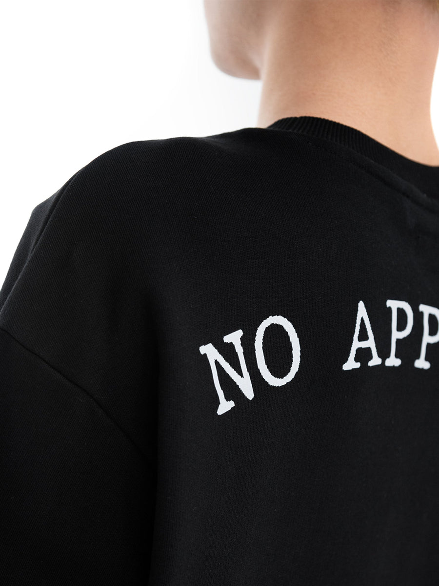 Black No Approval crewneck sweatshirt, back print detail