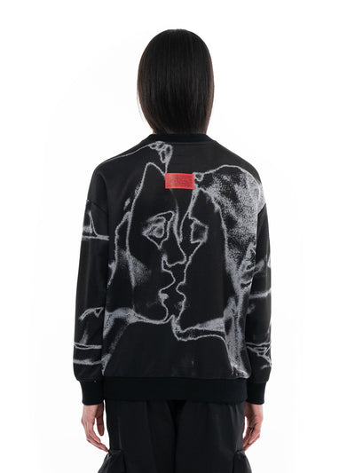 Sudadera de cuello redondo negra Unkiss Black, puesta, vista trasera