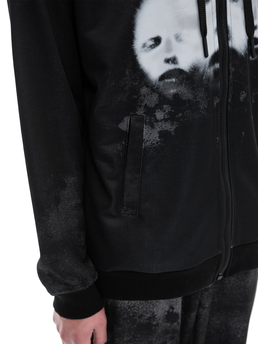 Black Triodrome zip-up hoodie, sleeve detail