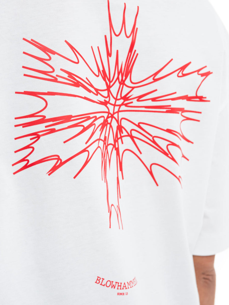 White Deconstructed T-shirt, back print detail