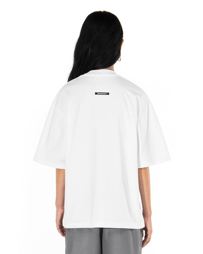Λευκό T-shirt Social Overdose, σε μοντέλο, πίσω όψη, color_white