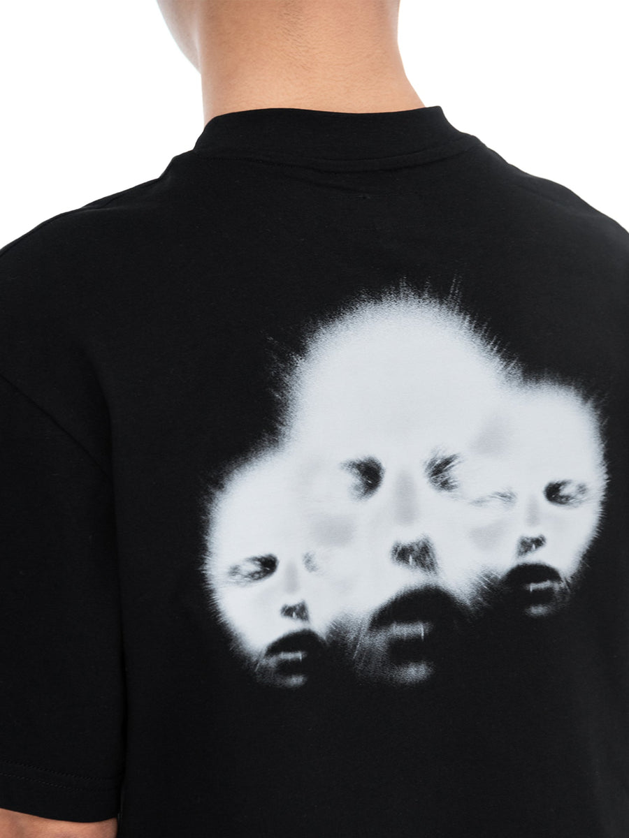 T-shirt nera Triodrome, dettaglio della stampa sul retro