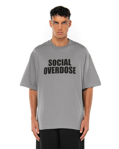 Grey Social Overdose T-shirt, worn, front view, color_grey