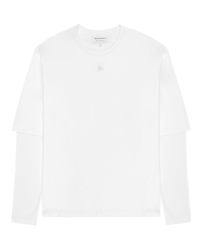 Tricou alb cu mânecă lungă Minimal, vedere din față