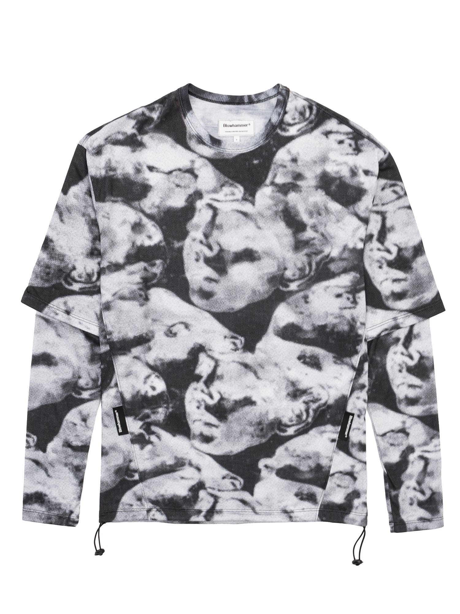 Camo Black fekete-fehér hosszú ujjú póló, elölnézet
