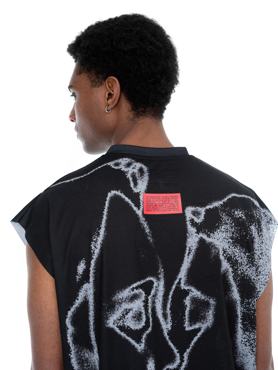 Schwarzes Tanktop Unkiss Black, Detail des Labels auf der Rückseite
