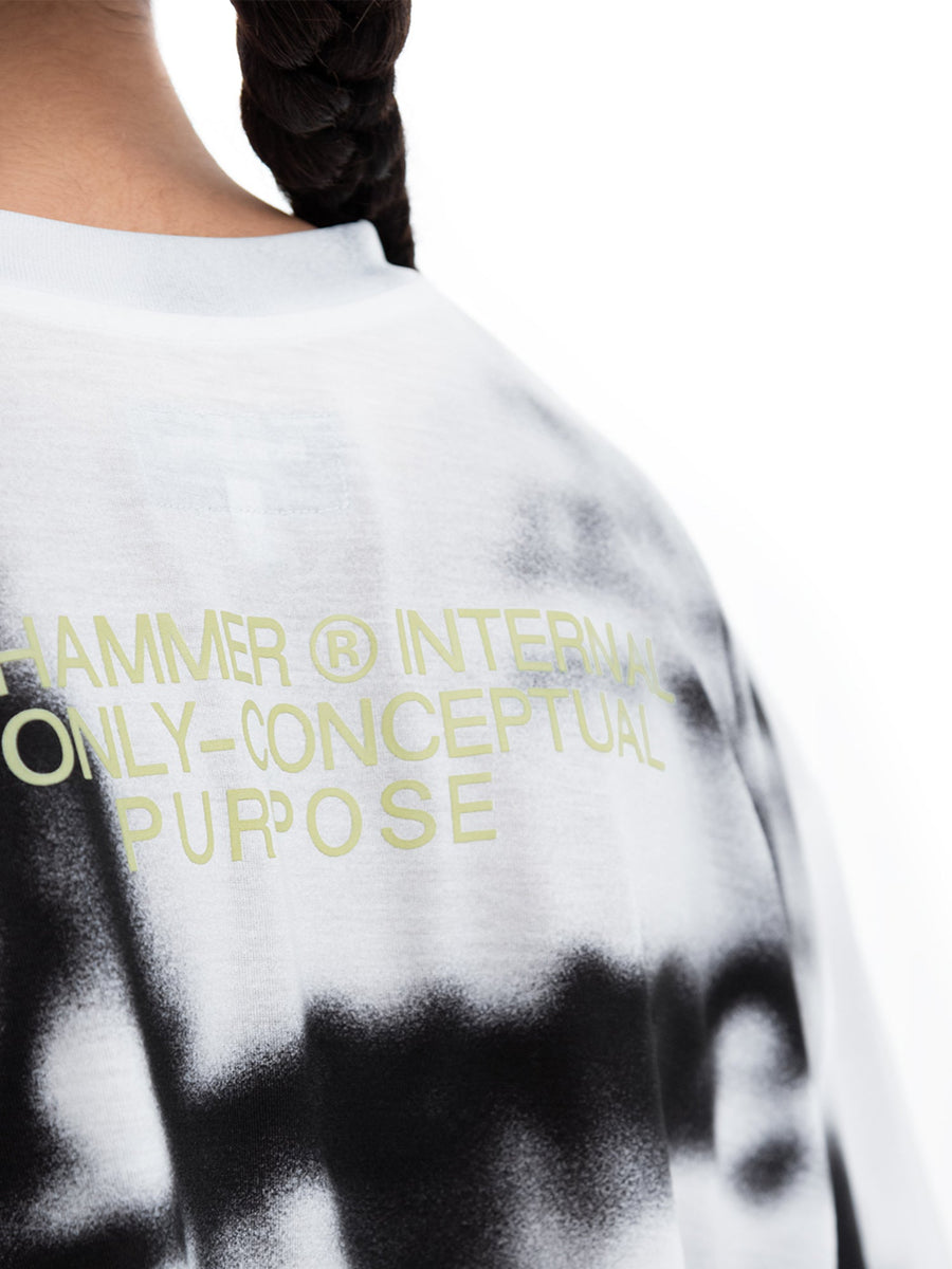 White and black Rift cropped T-shirt, back print detail