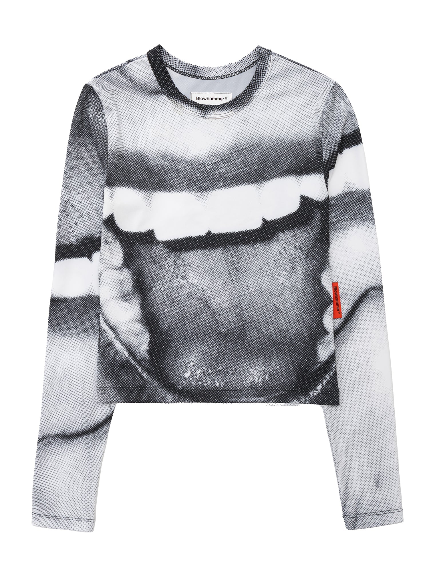 Grau-weißes Langarmshirt Smile, Vorderansicht